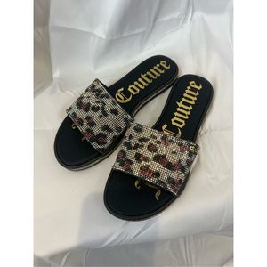 Juicy couture womens 8 perfect preloved sparkle animal print slides. Resort. Vac